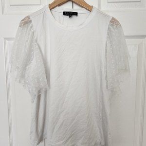 White Eyelet Sleeve Tee